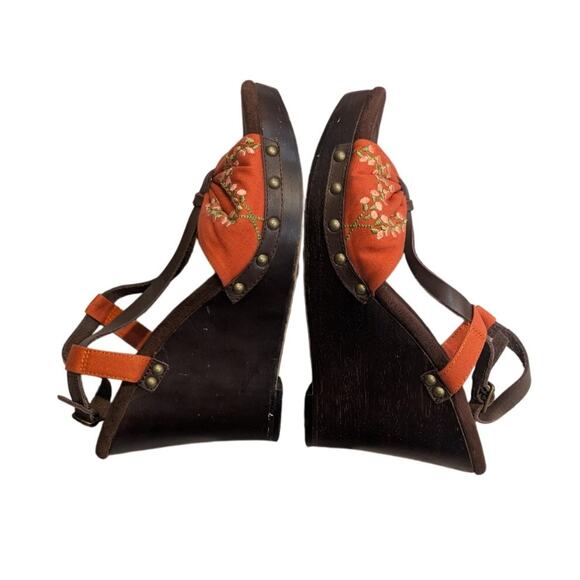 Seychelles Rock the Boat Orange Wedge Sandals Size 9 - Picture 6 of 7